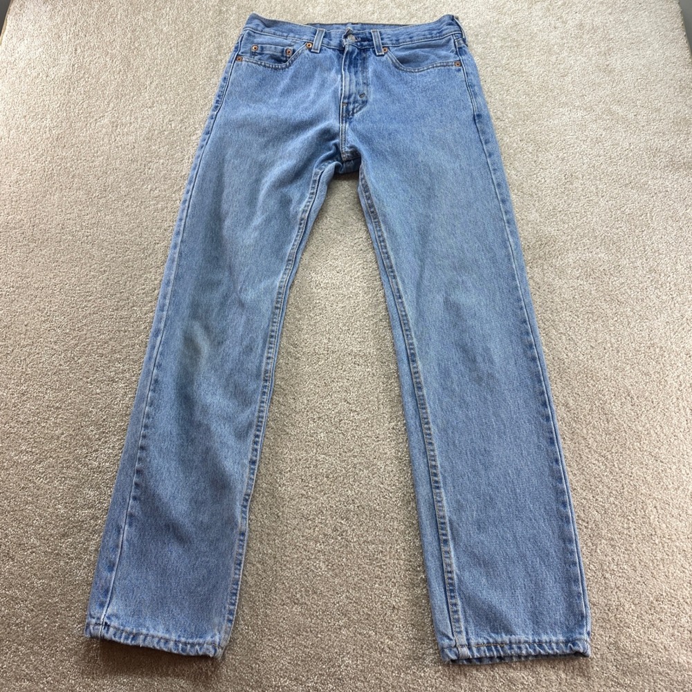 Levis 505 Regular Fit Jeans Men 29x32 Light Wash Blue Straight Leg Fits (30x29)